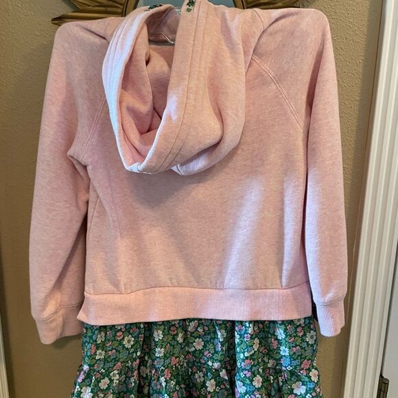 Boden Girls Pink Hooded Green Flower Lined Dress New Condition Girls size 7/8 - Picture 8 of 13